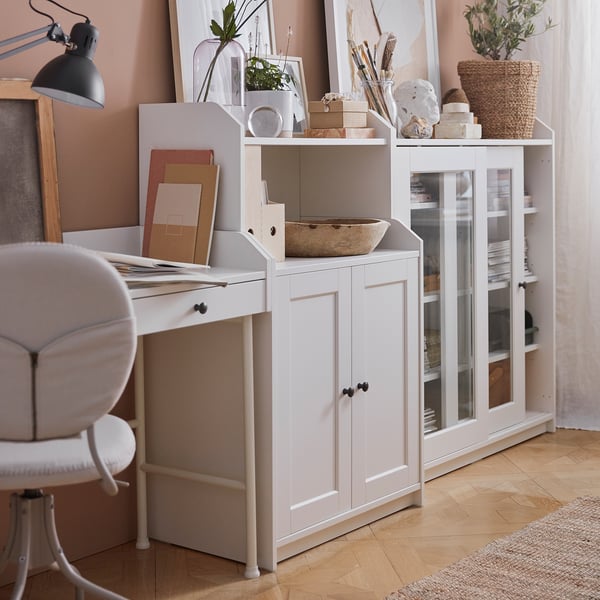 HAUGA Vitrine, blanc, 105x116 cm