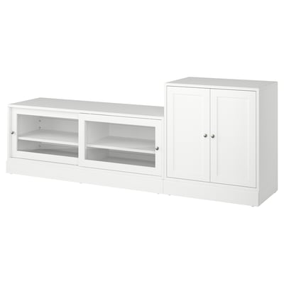 HAVSTA Combinaison meuble TV, blanc, 241x47x89 cm