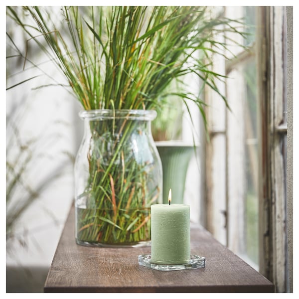 HEDERSAM Bougie bloc parfumée, Herbe fraîche/vert clair, 30 hr