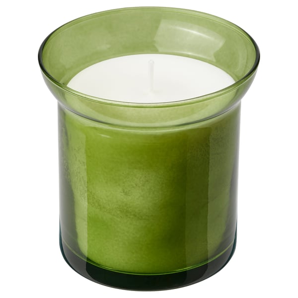 HEDERSAM Bougie parfumée dans verre, Herbe fraîche/vert clair, 50 hr