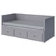 HEMNES Lit banquette 2p (struct + matelas), gris/Ågotnes ferme, 80x200 cm