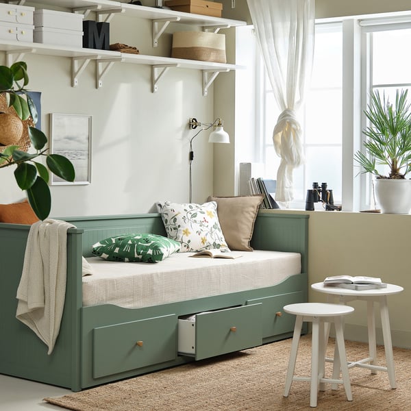 HEMNES Lit banquette 2p (struct + matelas)