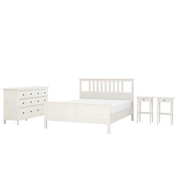 HEMNES Mobilier chambre, lot de 4, teinté blanc, 180x200 cm