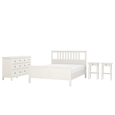 HEMNES Mobilier chambre, lot de 4, teinté blanc, 140x200 cm