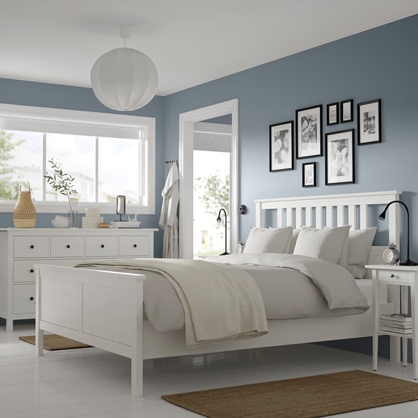 HEMNES Mobilier chambre, lot de 4, teinté blanc, 180x200 cm