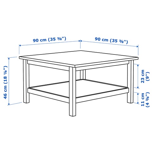 HEMNES Table basse, teinté blanc/brun clair, 90x90 cm