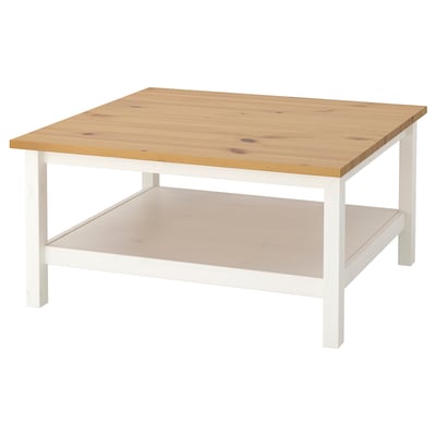 HEMNES Table basse, teinté blanc/brun clair, 90x90 cm