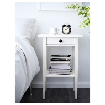 HEMNES Table de chevet, teinté blanc, 46x35 cm