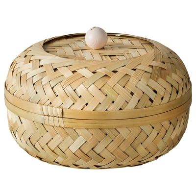 HÖKRUBBA Panier avec couvercle, bambou, 25 cm