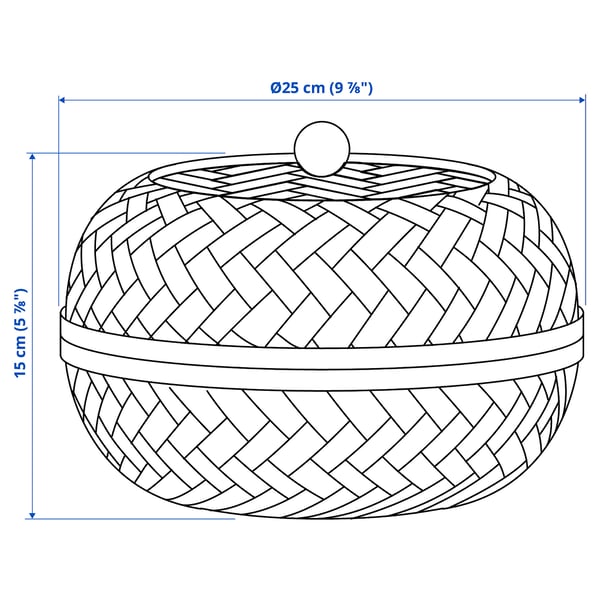 HÖKRUBBA Panier avec couvercle, bambou, 25 cm