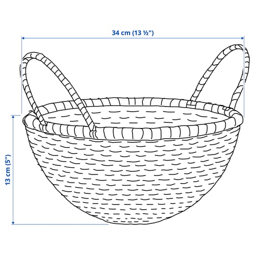 HÖKRUBBA Panier, jonc, 34 cm