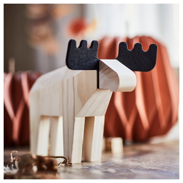 HÖSTAGILLE Décoration, élan, pin/noir, 18 cm