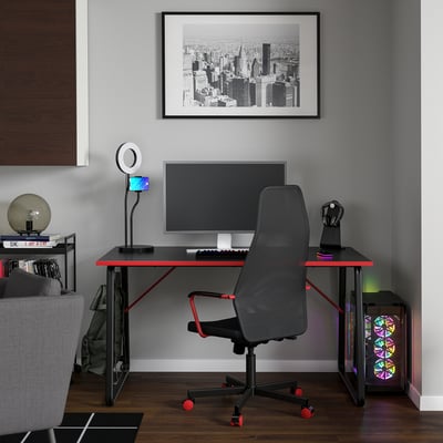HUVUDSPELARE Bureau et chaise gaming, noir