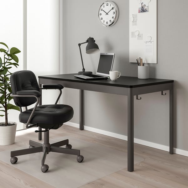 IDÅSEN Table, noir/gris foncé, 140x70x75 cm