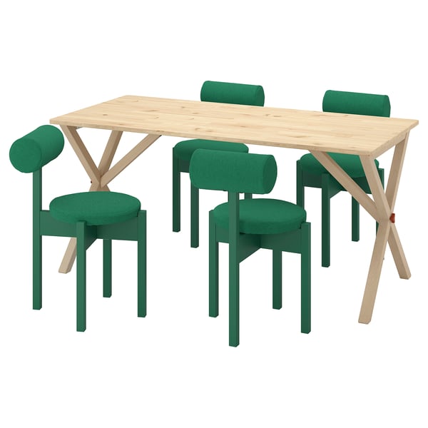 IKEA PS 2026 Table et 4 chaises, pin/Knäbäck vert vif, 156x75 cm