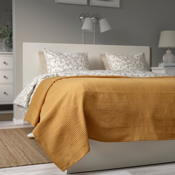 INDIRA Couvre-lit, jaune-beige, 230x250 cm