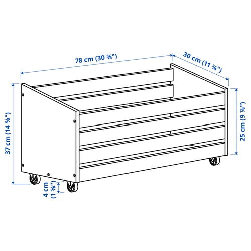 IVAR Rangement sur roulettes, pin, 78x30 cm