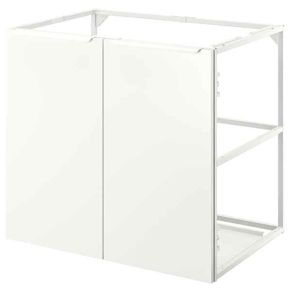 JÄRNBODA Élément bas évier, avec portes blanc, 80x62x75 cm