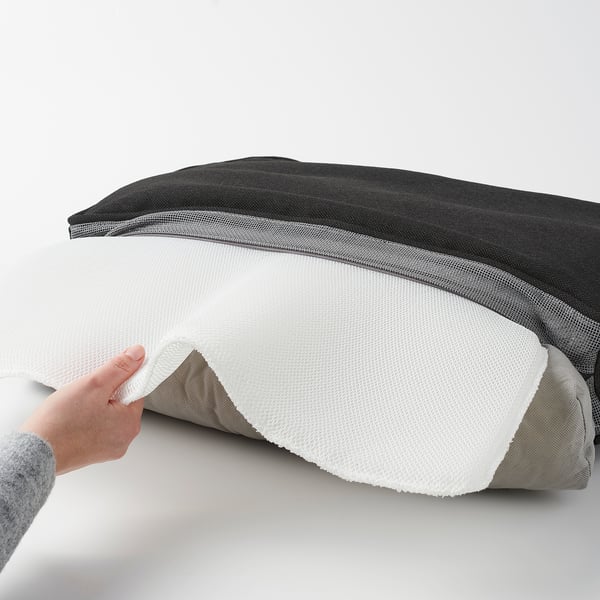 JÄRPÖN/DUVHOLMEN Coussin dossier, extérieur, anthracite, 62x44 cm
