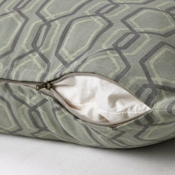 JÄTTEPOPPEL Housse de coussin, vert/gris, 50x50 cm