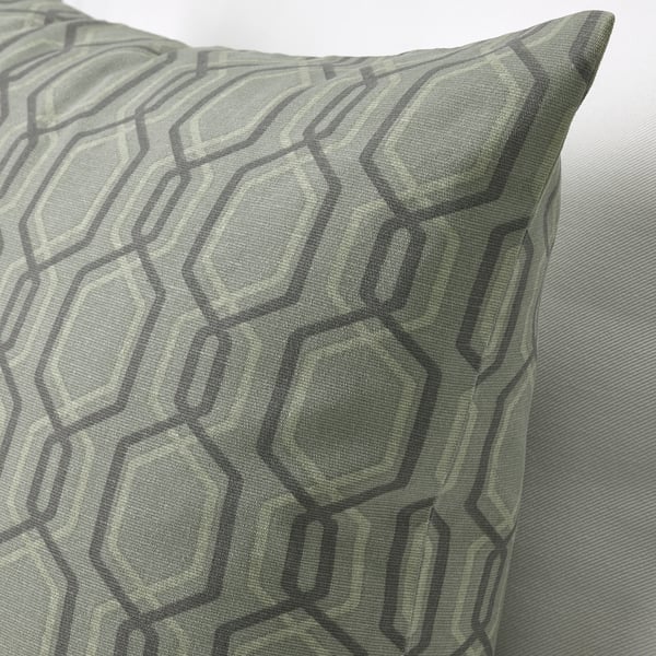 JÄTTEPOPPEL Housse de coussin, vert/gris, 50x50 cm