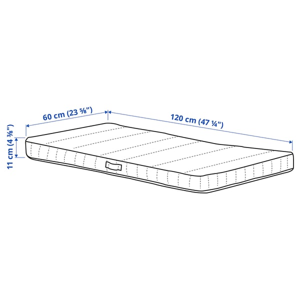 JÄTTETRÖTT Matelas ress ensachés lit bébé, blanc, 60x120x11 cm