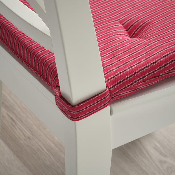 JUSTINA Carreau de chaise, rouge gris/motif rayé, 42/35x40x4 cm