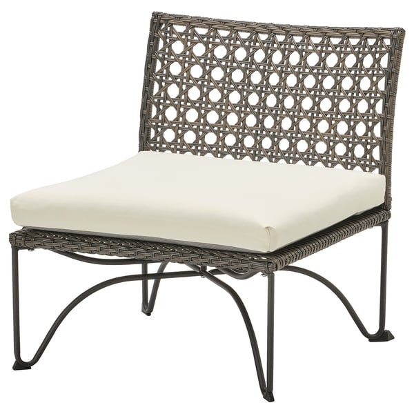JUTHOLMEN Fauteuil, extérieur, gris foncé/Kuddarna beige, 65x73x71 cm