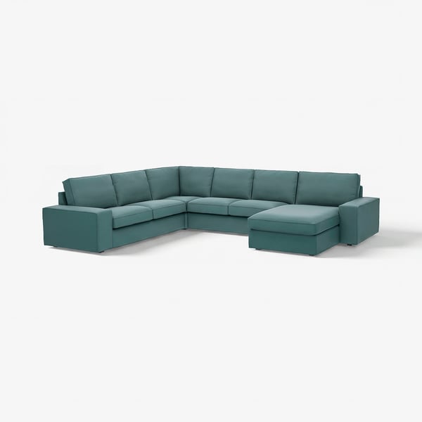 KIVIK Canapé d'angle 5pl + méridienne, Kelinge gris turquoise