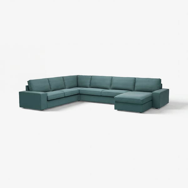 KIVIK Canapé d'angle 6places + méridienne, Kelinge gris turquoise