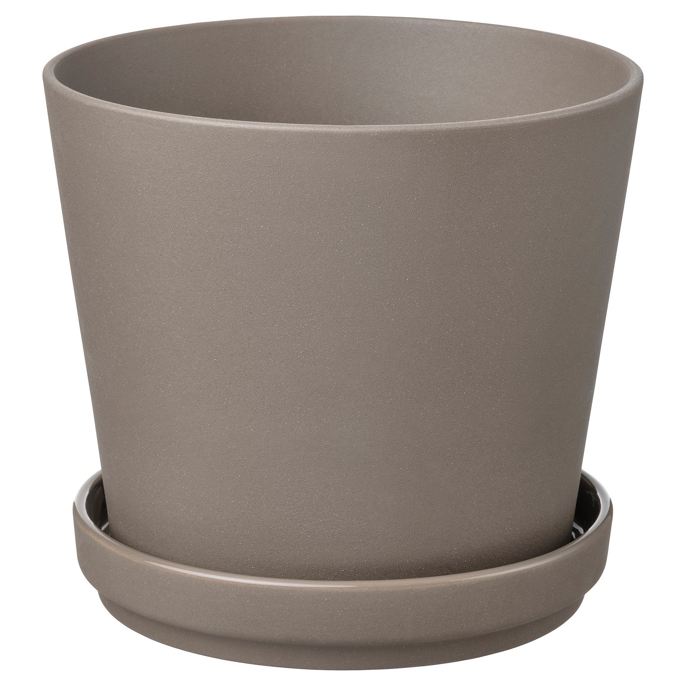 KLARBÄR Pot avec coupelle, intérieur/extérieur gris brun, 15 cm