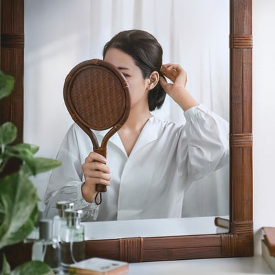 KLIBBAL Miroir, brun, 20x39 cm