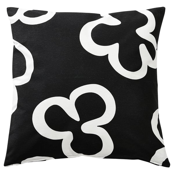 KLIPPBRÄCKA Housse de coussin, noir/blanc, 50x50 cm