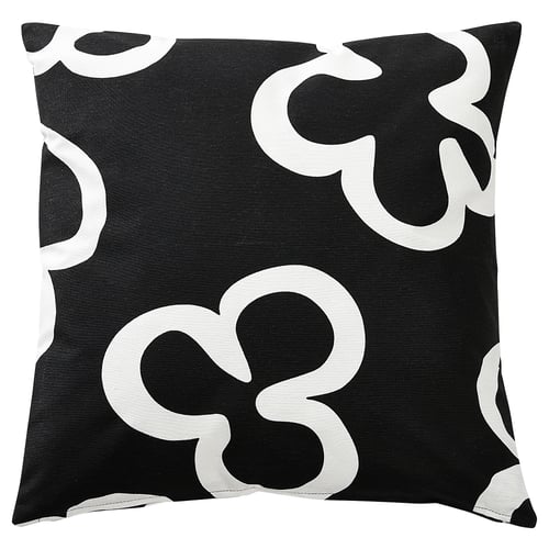 KLIPPBRÄCKA Housse de coussin, noir/blanc, 50x50 cm