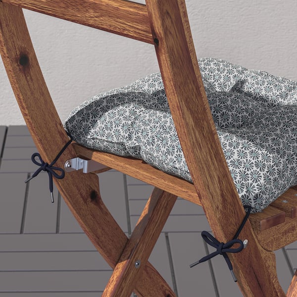 KLÖSAN Coussin de chaise, extérieur, bleu, 36x32 cm