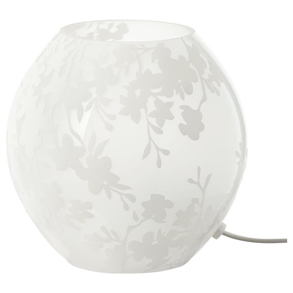 KNUBBIG Lampe de table, fleur de cerisier blanc, 18 cm