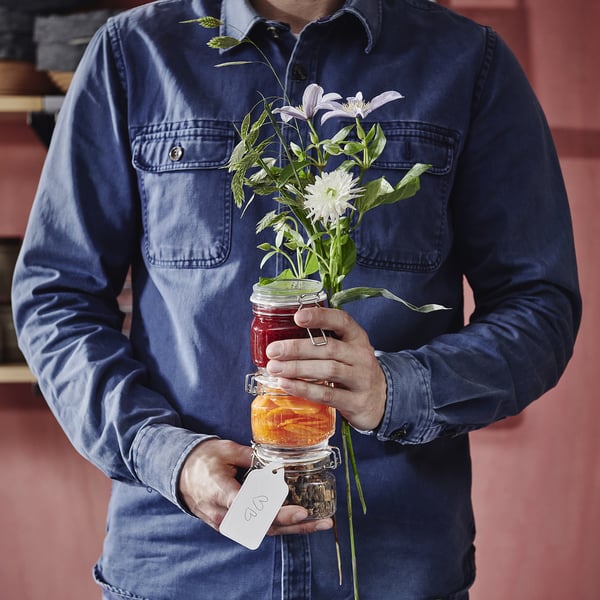 KÖSSEBÄR Bocal avec couvercle, verre transparent, 13 cl