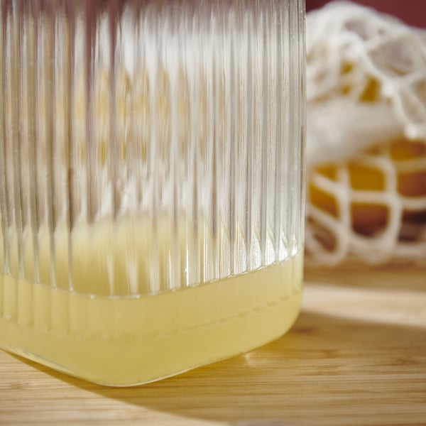 KÖSSEBÄR Bocal avec couvercle, verre transparent, 1 l