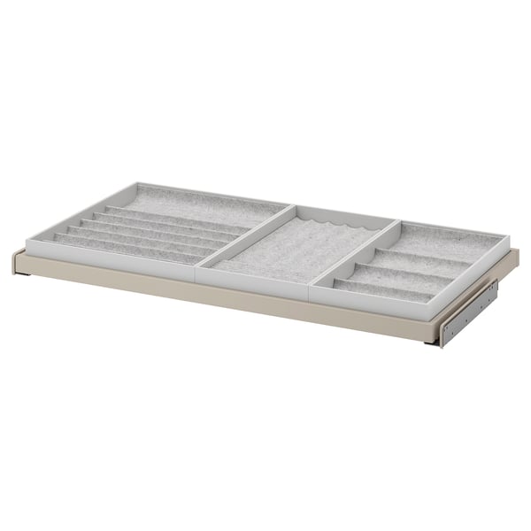 KOMPLEMENT Plateau coulissant av accessoire, gris-beige/gris clair, 100x58 cm