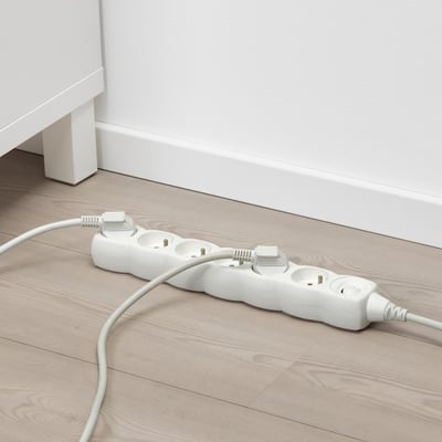 KOPPLA Bloc multiprise 6pr+interrupteur, blanc, 1.5 m
