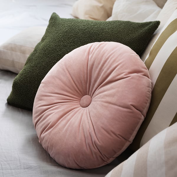 KRANSBORRE Coussin, rose clair, 40 cm