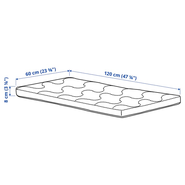 KRUMMELUR Matelas mousse pour lit bébé, 60x120x8 cm