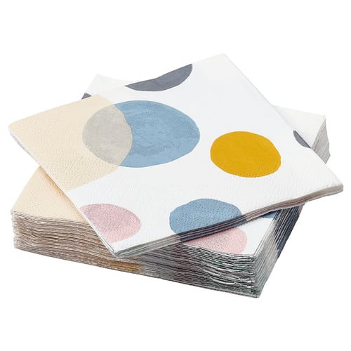 KRUSTISTEL Serviettes en papier, motif à pois multicolore, 24x24 cm