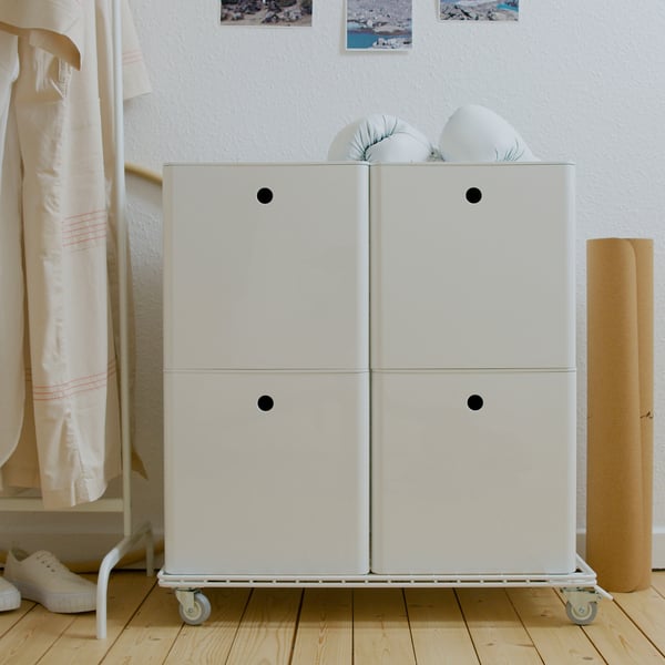 KUGGIS Boîte de rangement avec couvercle, blanc, 32x32x32 cm