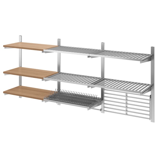 KUNGSFORS Rail susp/tabl/ég vai/rail/gri mur, acier inoxydable/frêne