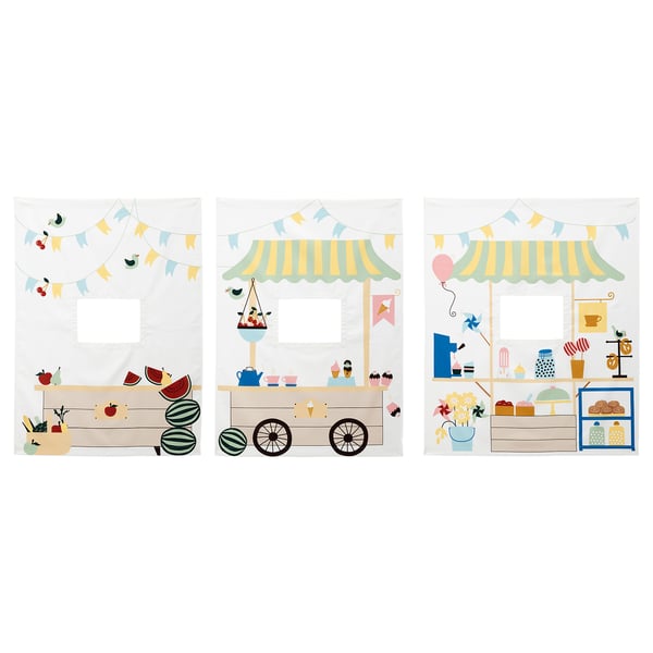 KURA Rideaux de lit, motif stand marché