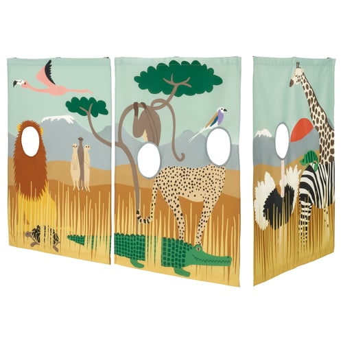 KURA Rideaux de lit, multicolore/animaux dans la savane