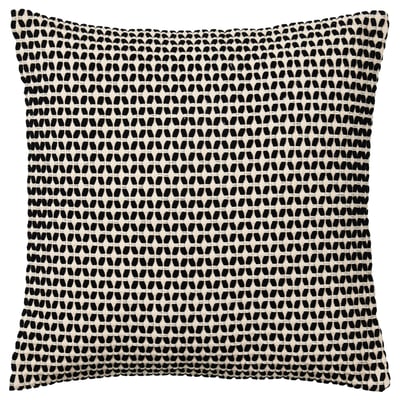 KUSTFLY Housse de coussin, beige/noir, 50x50 cm