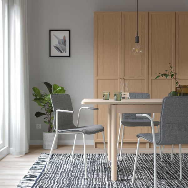 LÄKTARE Chaise conférence, gris moyen/blanc