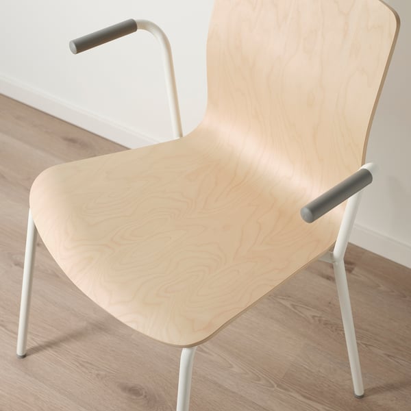 LÄKTARE Chaise conférence, plaqué bouleau/blanc